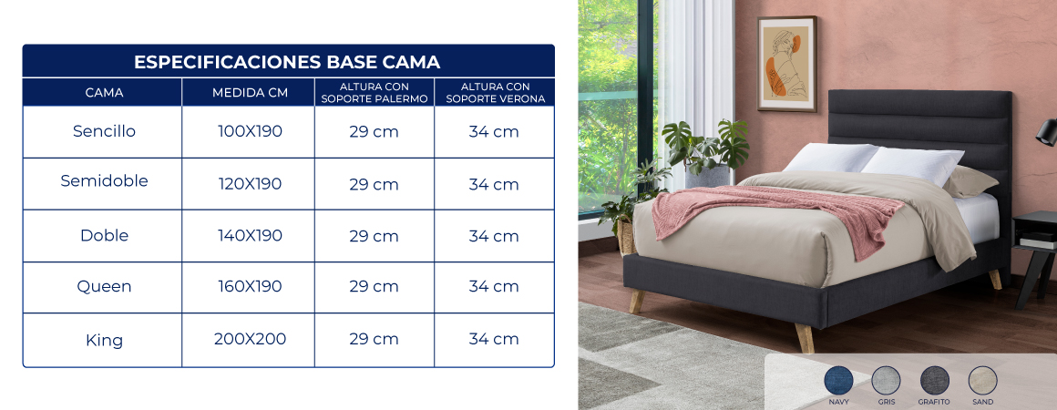 Base Cama Milano - Colchones ElDorado